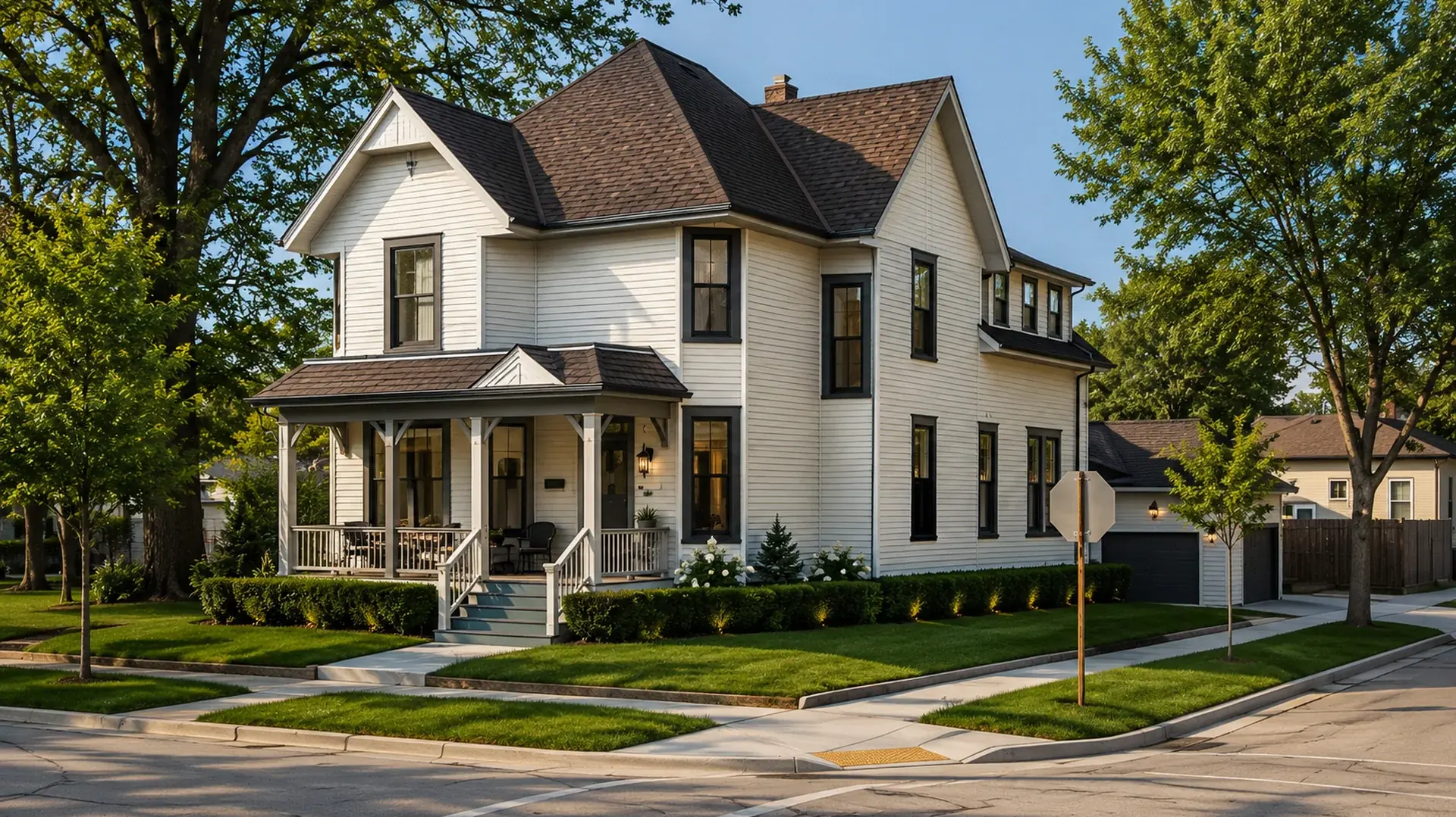 A renovated ConceptOne residential property at golden hour